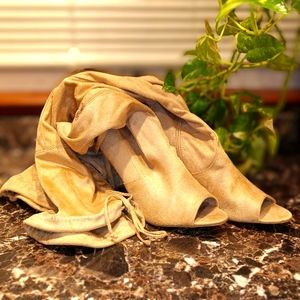 Open toe knee high heels